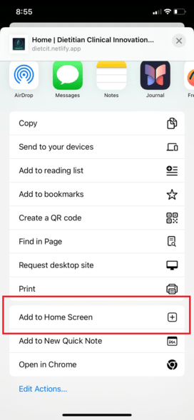 iOS PWA installation steps
